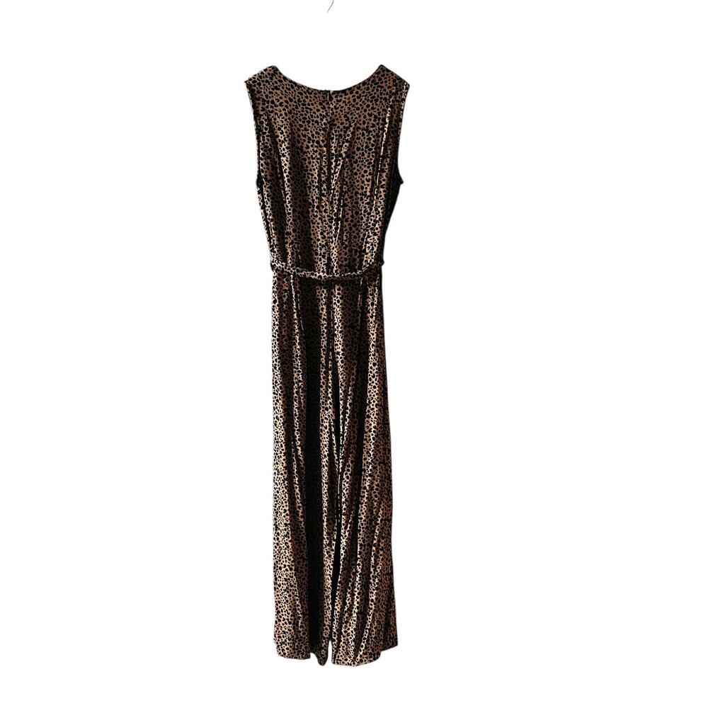 Skies Are Blue Leopard Print Sleeveless Wide Leg Jumpsuit Size M Medium Brown - Picture 3 of 7